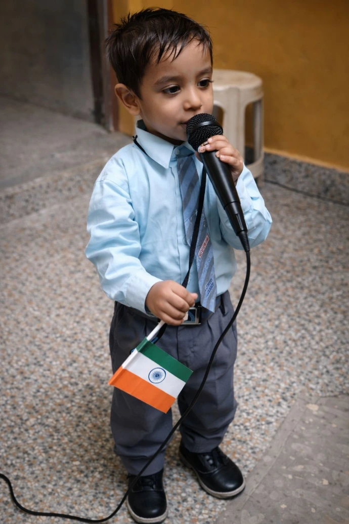 Student presentation at S.P. Public Primary School Bikaner